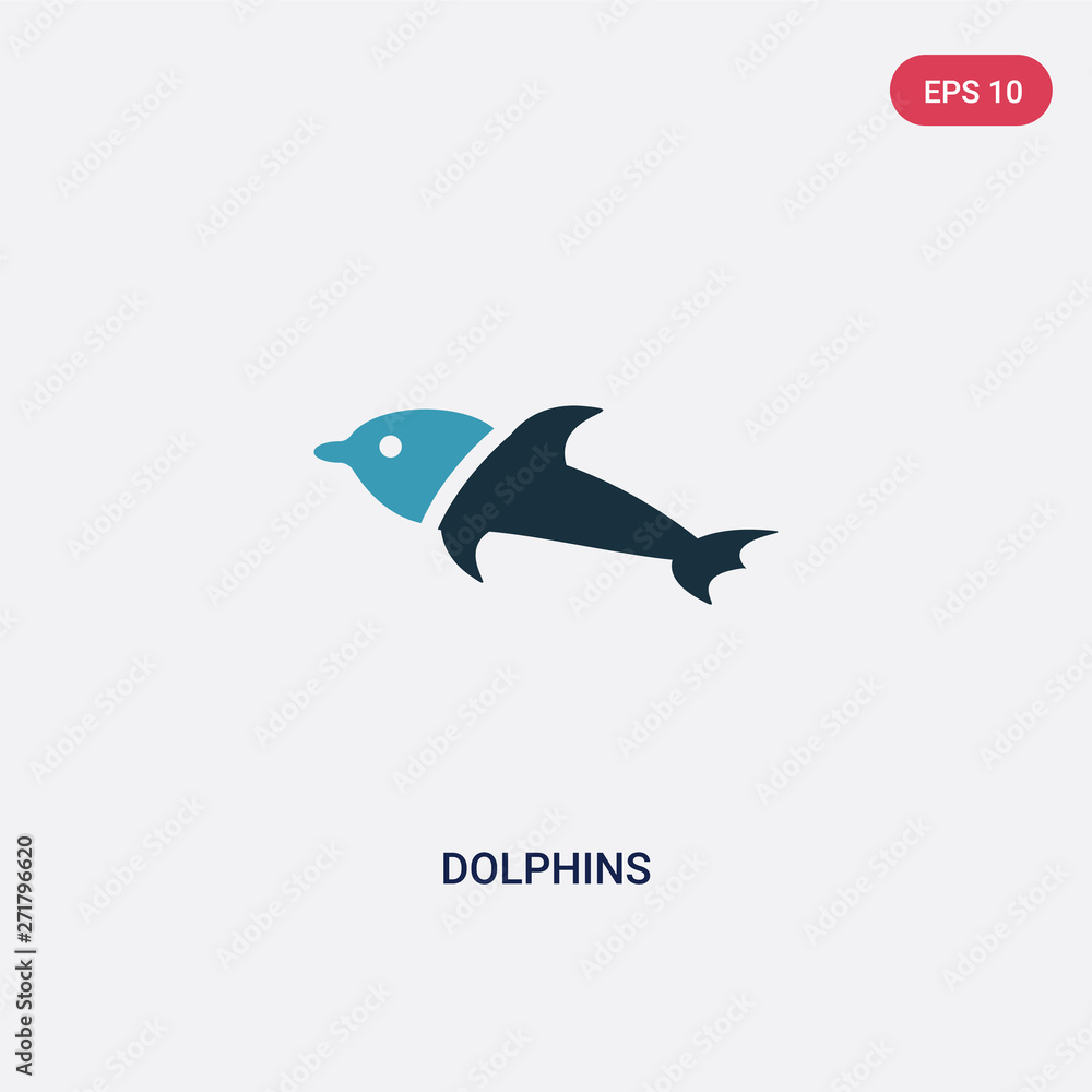 Obraz premium two color dolphins vector icon from animals concept. isolated blue dolphins vector sign symbol can be use for web, mobile and logo. eps 10