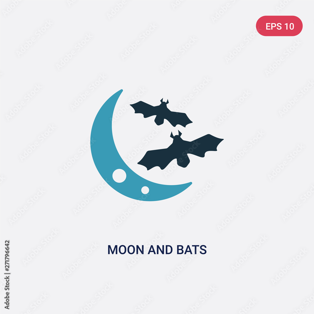 Obraz premium two color moon and bats vector icon from animals concept. isolated blue moon and bats vector sign symbol can be use for web, mobile and logo. eps 10