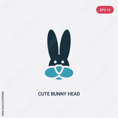 two color cute bunny head vector icon from animals concept. isolated blue cute bunny head vector sign symbol can be use for web, mobile and logo. eps 10
