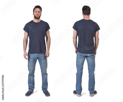 Fotografía portrait of a man of front and back isolated on white