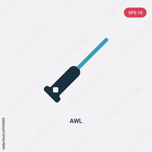 two color awl vector icon from sew concept. isolated blue awl vector sign symbol can be use for web, mobile and logo. eps 10