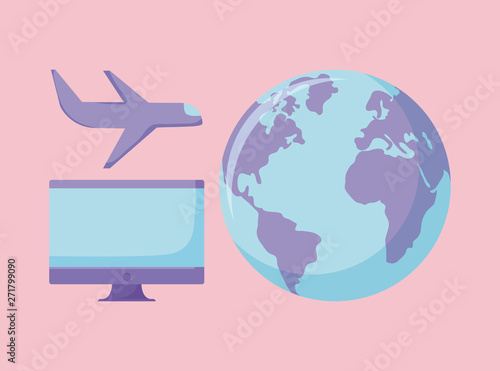 planet with delivery service icons