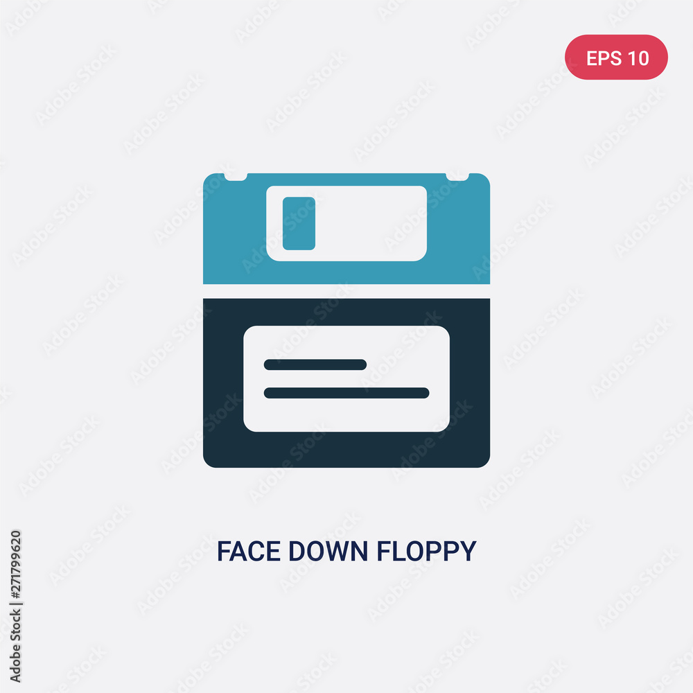 two color face down floppy disk vector icon from tools and utensils concept. isolated blue face down floppy disk vector sign symbol can be use for web, mobile and logo. eps 10