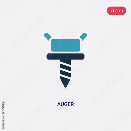 two color auger vector icon from tools and utensils concept. isolated blue auger vector sign symbol can be use for web, mobile and logo. eps 10