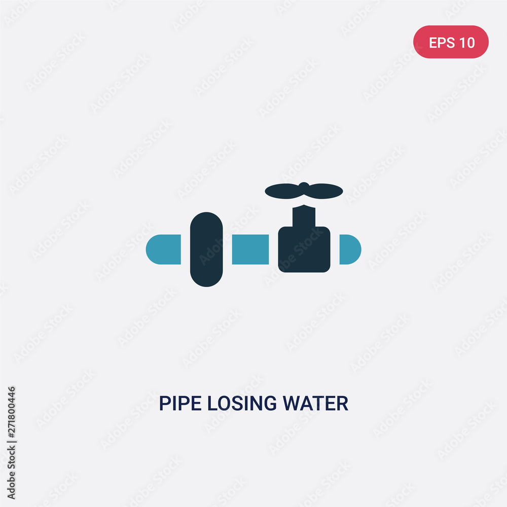 two color pipe losing water vector icon from tools and utensils concept. isolated blue pipe losing water vector sign symbol can be use for web, mobile and logo. eps 10