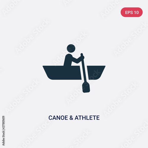 two color canoe & athlete vector icon from transport concept. isolated blue canoe & athlete vector sign symbol can be use for web, mobile and logo. eps 10