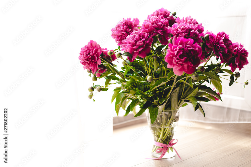 Elegant bouquet of a lot of peonies of pink color close up. Beautiful flower for any holiday. Lots of pretty and romantic flowers in floral shop. Bouquet of a lot of peonies of pink color close up. Elegant bouquet of a lot of peonies of pink color close up. Beautiful flower for any holiday. Lots of pretty and romantic flowers in floral shop. Bouquet of a lot of peonies of pink color close up.