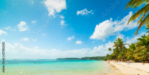 Fototapeta Naklejka Na Ścianę i Meble -  Blue sky over La Caravelle beach in Guadeloupe