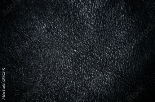 Beautiful texture of black leather closeup