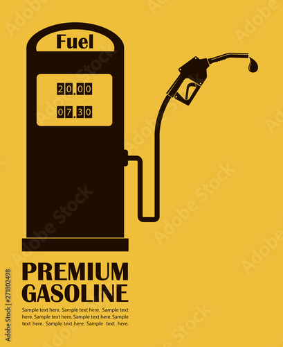 gasoline fuel pump nozzle poster with drop