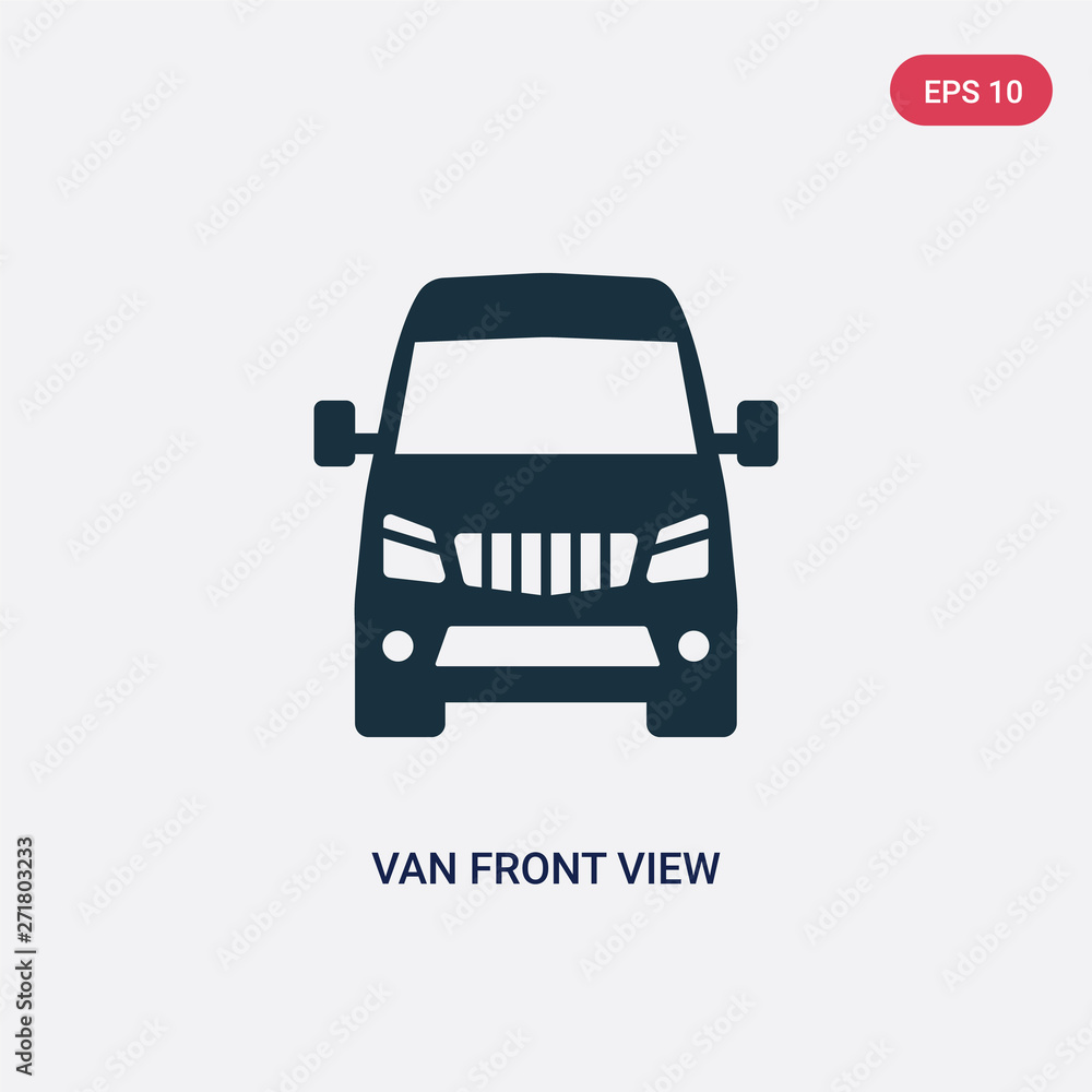 two color van front view vector icon from transport concept. isolated blue van front view vector sign symbol can be use for web, mobile and logo. eps 10
