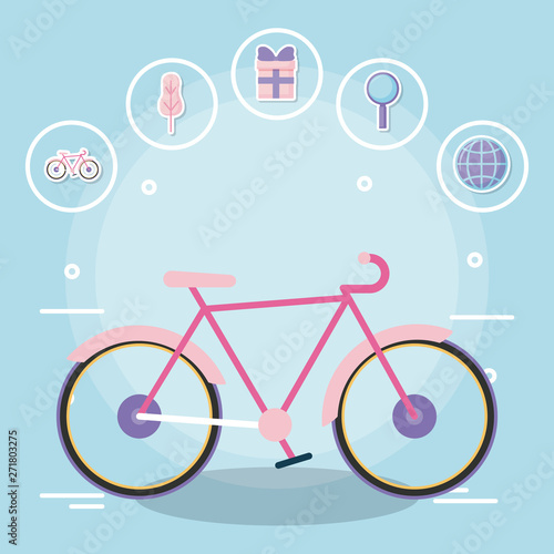 bicycle with delivery service icons