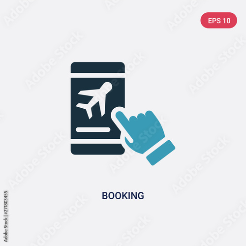 two color booking vector icon from travel concept. isolated blue booking vector sign symbol can be use for web, mobile and logo. eps 10