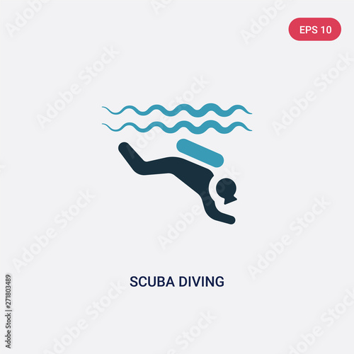 two color scuba diving vector icon from travel concept. isolated blue scuba diving vector sign symbol can be use for web, mobile and logo. eps 10