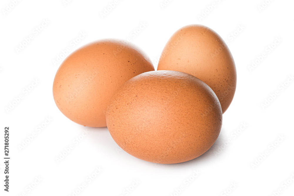 Brown chicken eggs isolated on white background Brown chicken eggs isolated on white background