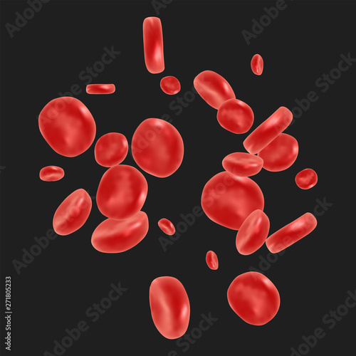 Red blood cell flowing in vein or artery. Vector illustration. Healthcare and medical zoom concept.