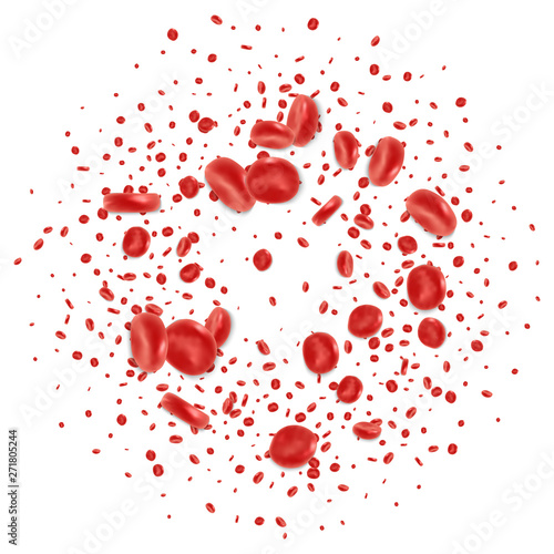Red blood cell flowing in vein or artery. Vector illustration. Healthcare and medical zoom concept.