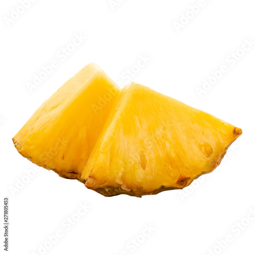 heap of slices of pineapple isolated on white background