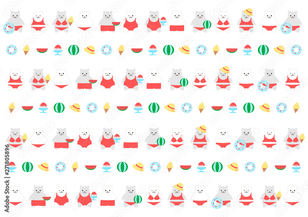 夏 水着のしろくま イラスト 背景模様 Stock Vector Adobe Stock