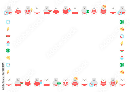 夏 水着のしろくま イラスト フレーム Stock ベクター Adobe Stock