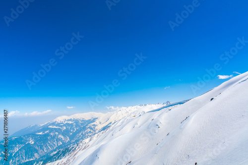 Beautiful snow covered mountains landscape Kashmir state, India .