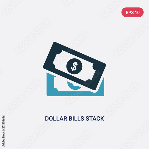 two color dollar bills stack vector icon from user interface concept. isolated blue dollar bills stack vector sign symbol can be use for web, mobile and logo. eps 10