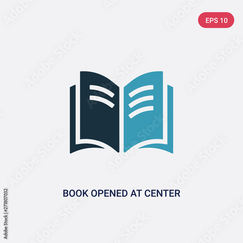 two color book opened at center vector icon from user interface concept. isolated blue book opened at center vector sign symbol can be use for web, mobile and logo. eps 10 photo