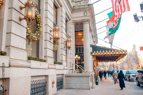 Beautiful street of New York City and America, January 01th, 2018 in Manhattan, New York City.