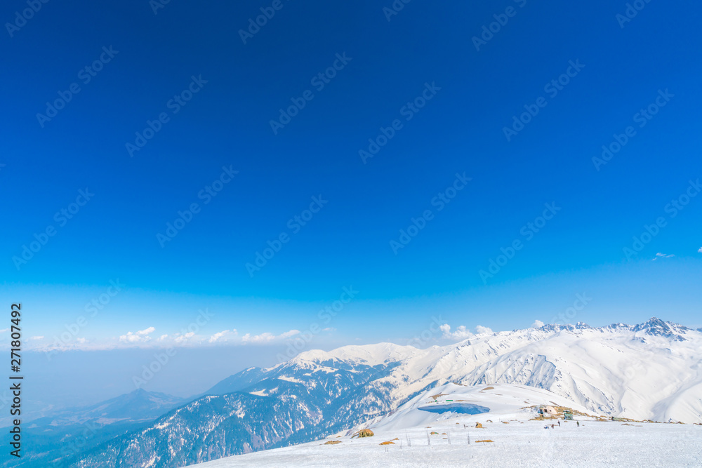 Beautiful  snow covered mountains landscape Kashmir state, India .