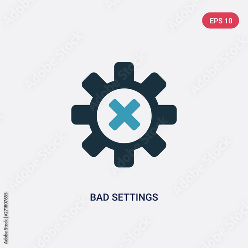 two color bad settings vector icon from user interface concept. isolated blue bad settings vector sign symbol can be use for web, mobile and logo. eps 10