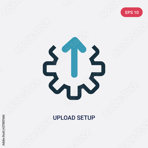 two color upload setup vector icon from user interface concept. isolated blue upload setup vector sign symbol can be use for web, mobile and logo. eps 10