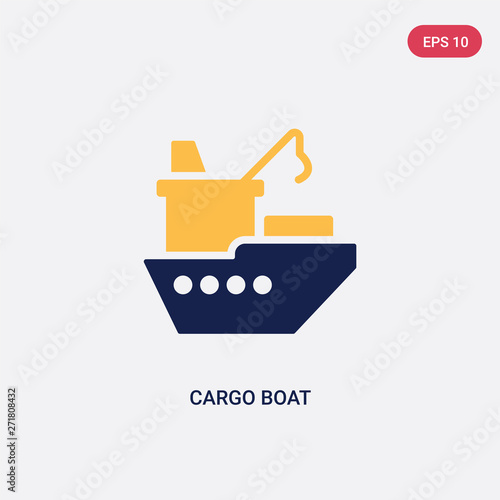 two color cargo boat vector icon from ultimate glyphicons concept. isolated blue cargo boat vector sign symbol can be use for web, mobile and logo. eps 10