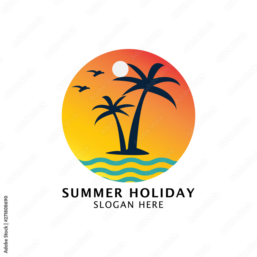 Fototapeta premium Summer Beach Holiday logo design