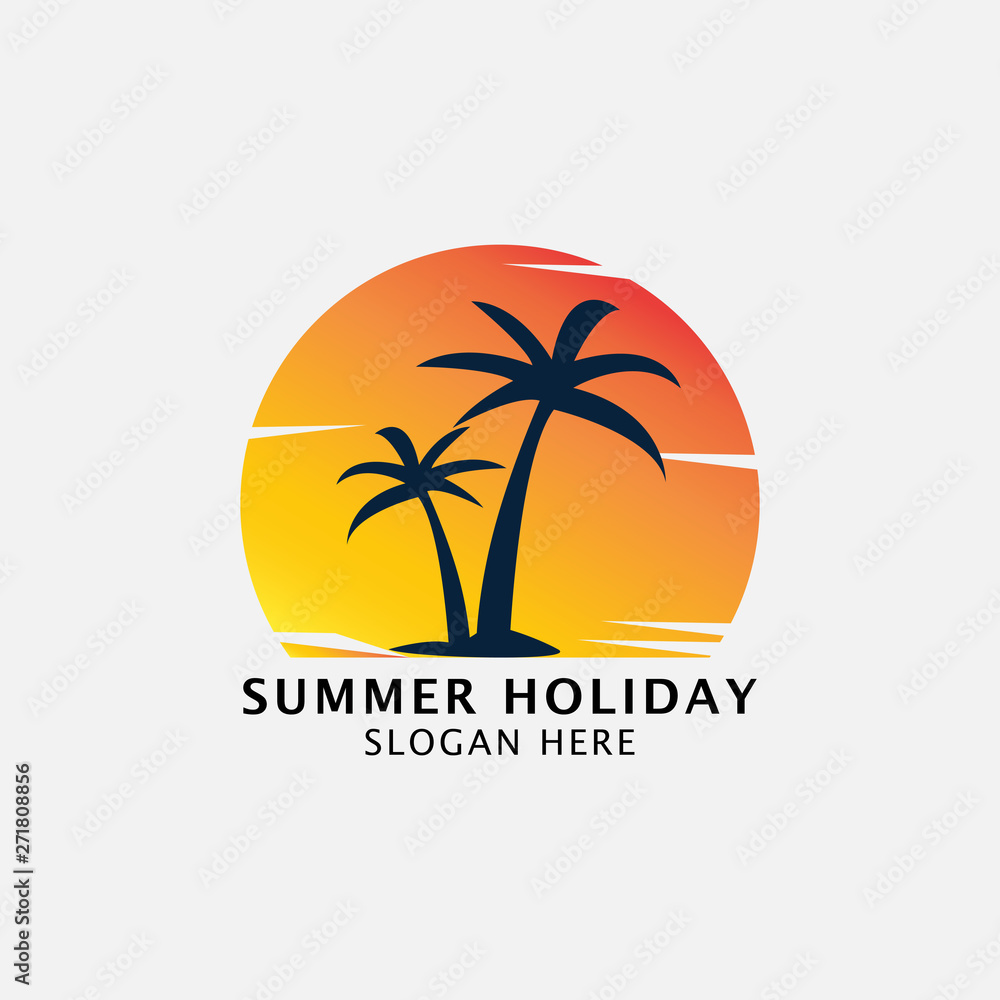 Summer Beach Holiday logo design 