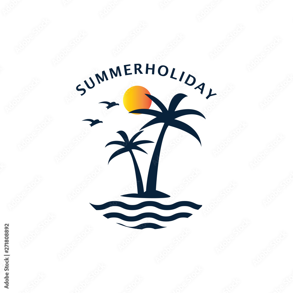 Fototapeta premium Summer Beach Holiday logo design 