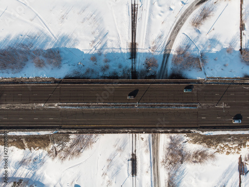 Aerial view of a road with ...