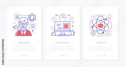 Education - set of line design style vertical web banners