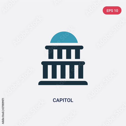 two color capitol vector icon from united states concept. isolated blue capitol vector sign symbol can be use for web, mobile and logo. eps 10