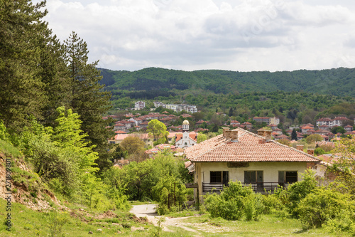 Bulgarian rural town Malco Tarnovo, green landscape, Bulgaria