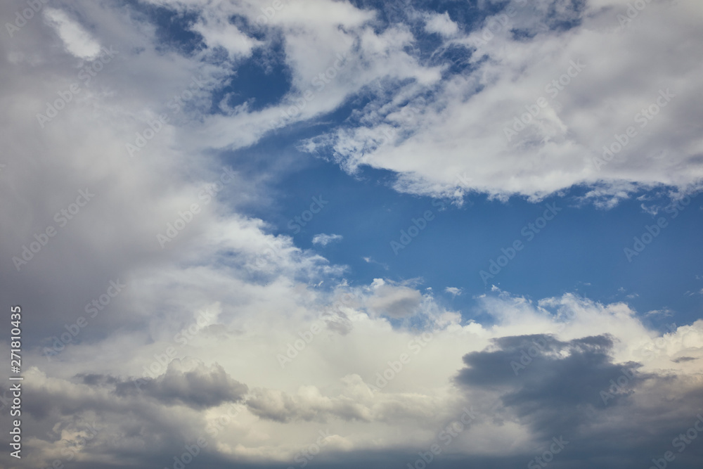 Peaceful sky with white clouds and copy space