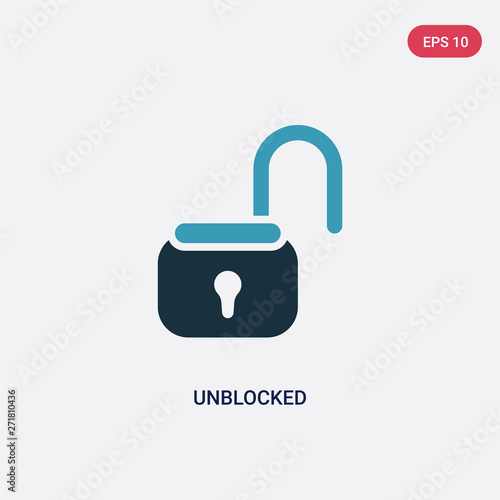 two color unblocked vector icon from user interface concept. isolated blue unblocked vector sign symbol can be use for web, mobile and logo. eps 10