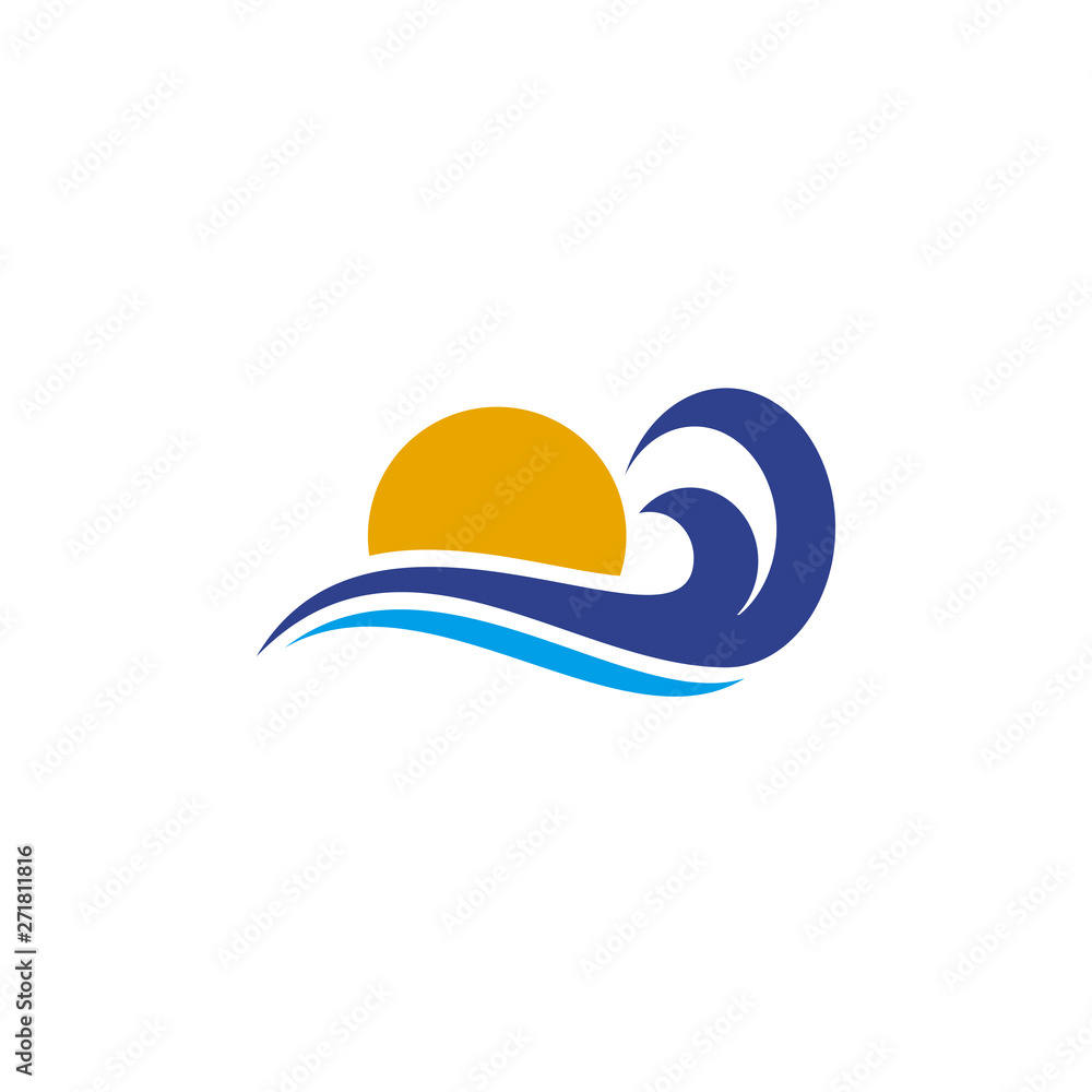 Fototapeta premium Wave icon logo design vector template