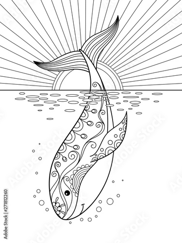 Sea doodle coloring book page