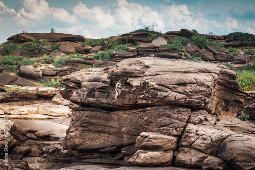 Beautiful amazing of rocks, Natural of rock canyon in mekhong river , Hat Chom Dao, Ubon Ratchathani province, North east Thailand photo