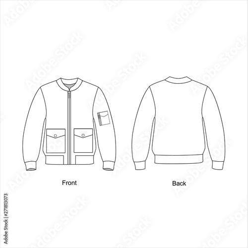 Bomber jacket with a pockets vector. Fashion jacket template design vector.