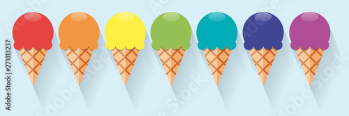 Vector abstract ice cream in rainbow, summer banner and background