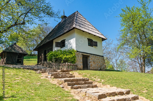 Fotografie Trsic, Serbia - April 21, 2019: Birth house of Vuk Stefanovic Karadzic in Trsic, Serbia