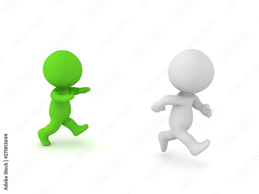 3D Character been chased by green zombie 3D Character been chased by green zombie