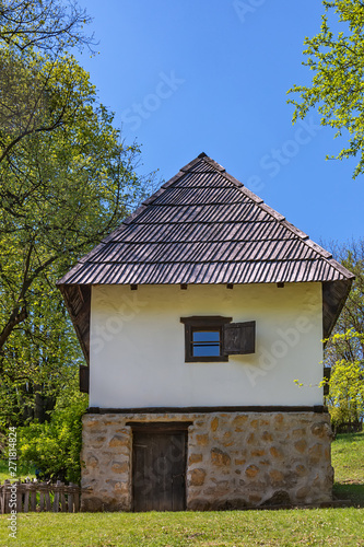 Trsic, Serbia - April 21, 2019: Birth house of Vuk Stefanovic Karadzic in Trsic, Serbia. He was a Serbian philologist and linguist who was the major reformer of the Serbian language. © nedomacki