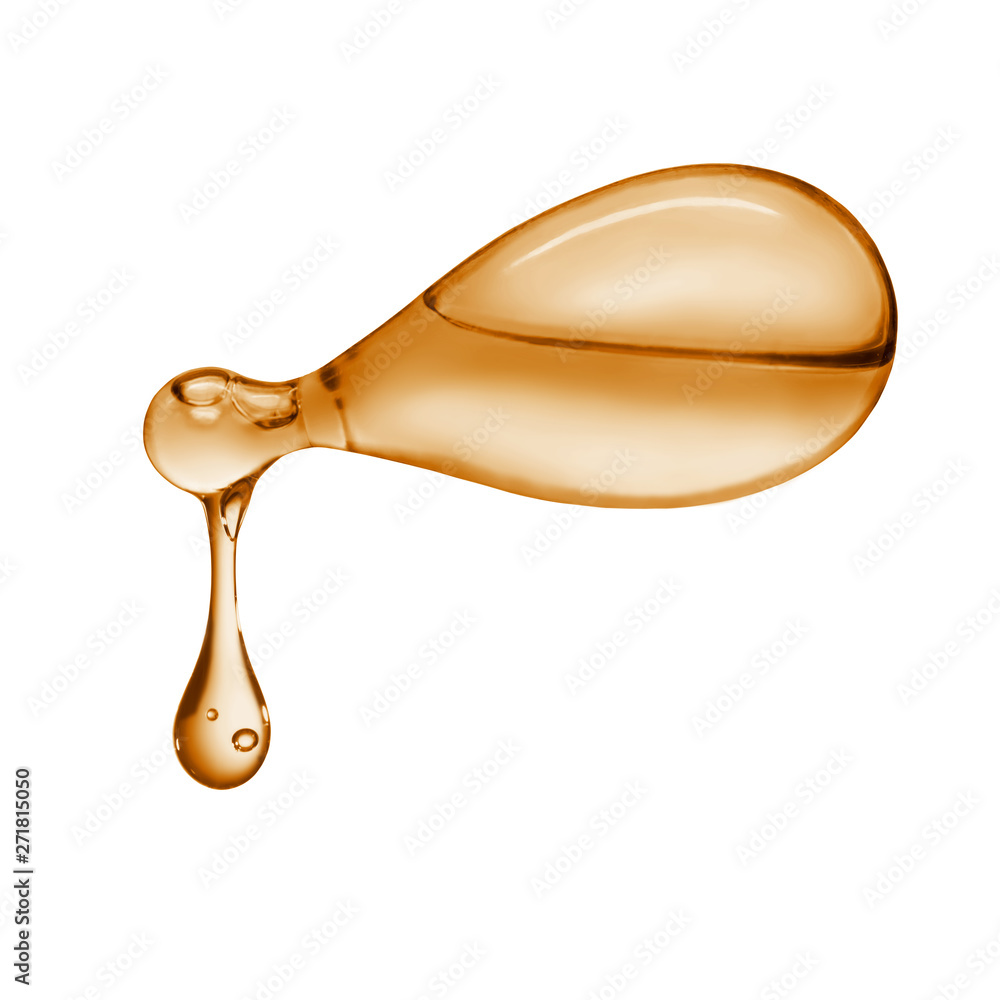 Cosmetic capsule with a drop of cosmetic serum on white background Cosmetic capsule with a drop of cosmetic serum on white background